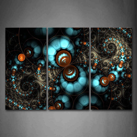 Fractal Abstract Circle Blue Wall Art Painting Pictures Print On Canvas Abstract The Picture For Home Modern Decoration 