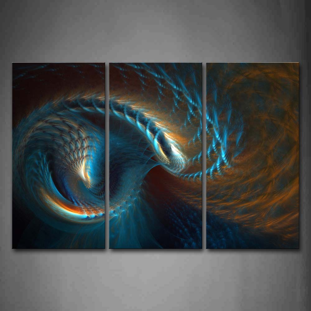 Fractal Abstract Blue Yellow Like Scale Wall Art Painting Pictures Print On Canvas Abstract The Picture For Home Modern Decoration 