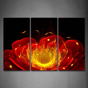 Fractal Red Petal Golden Stamen Wall Art Painting Pictures Print On Canvas Abstract The Picture For Home Modern Decoration 