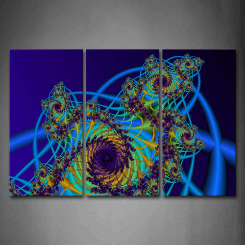 Fractal Flower With Blue Line Wall Art Painting Pictures Print On Canvas Abstract The Picture For Home Modern Decoration 