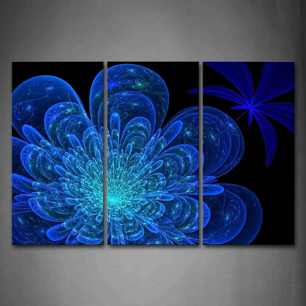 Fractal Blue Flower Pattern Wall Art Painting The Picture Print On Canvas Abstract Pictures For Home Decor Decoration Gift 