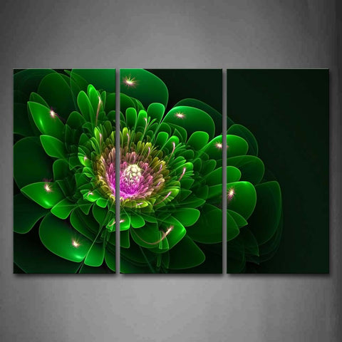 Artistic Green Flower Pink Wall Art Painting Pictures Print On Canvas Abstract The Picture For Home Modern Decoration 