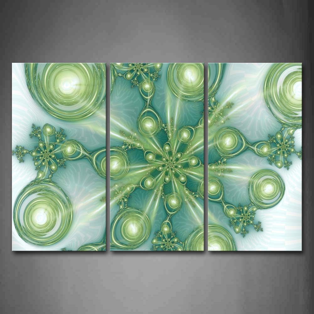 Fractal Green Rings Pattern Wall Art Painting The Picture Print On Canvas Abstract Pictures For Home Decor Decoration Gift 