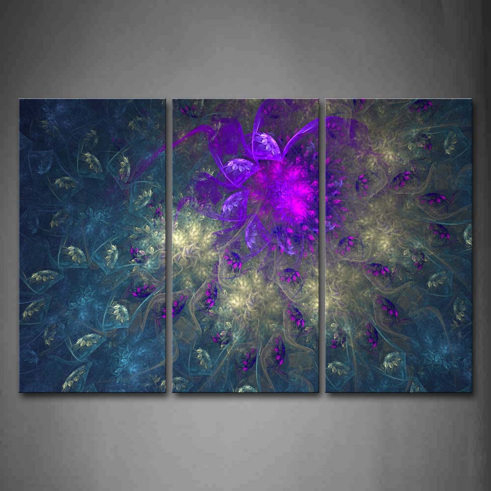 Fractal Abstract Like Blue Flower Light Green  Wall Art Painting The Picture Print On Canvas Abstract Pictures For Home Decor Decoration Gift 