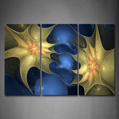 Abstract Blue Yellow Like Flower Wall Art Painting The Picture Print On Canvas Abstract Pictures For Home Decor Decoration Gift 