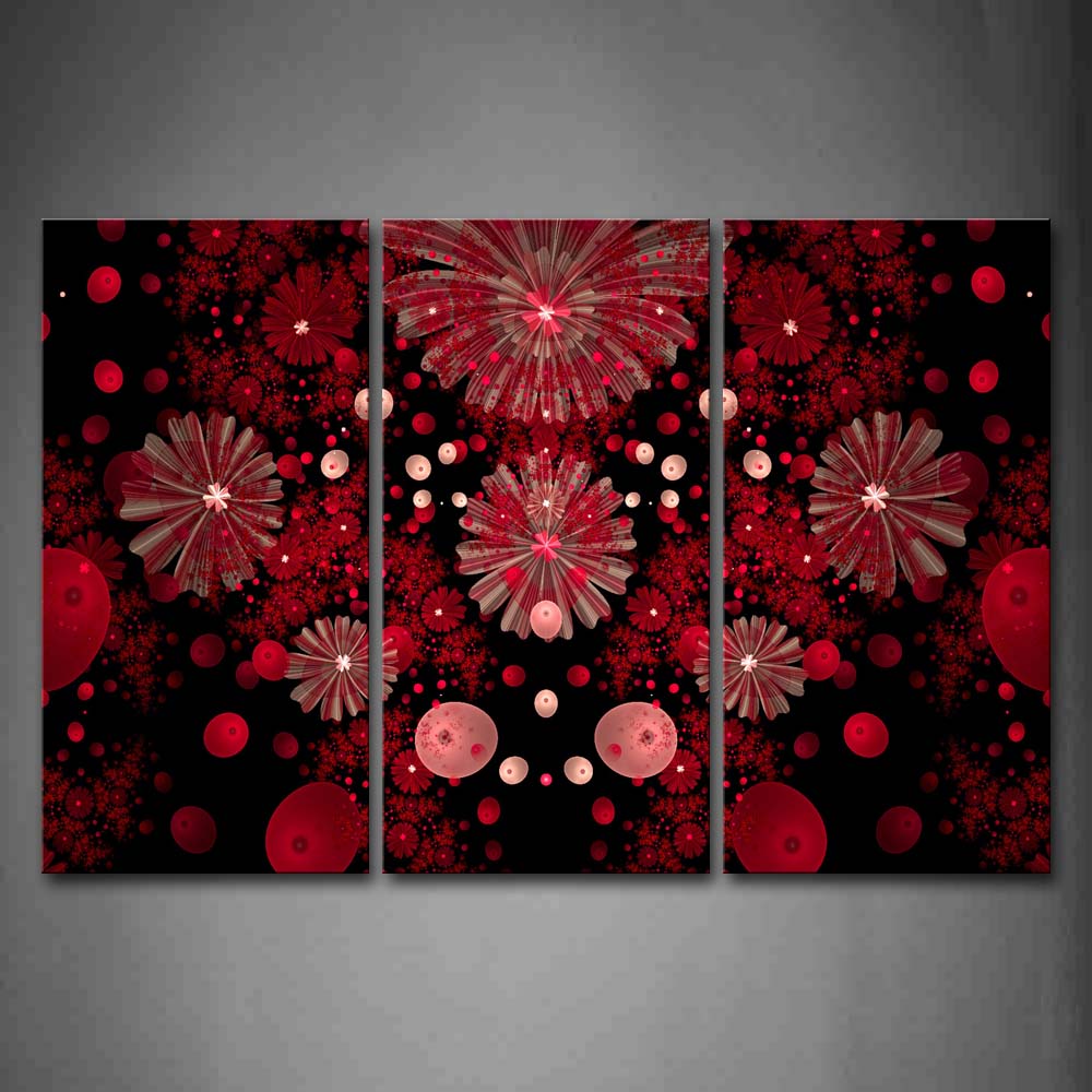 Abstract Red Pink Black Circles Like Flower Wall Art Painting Pictures Print On Canvas Abstract The Picture For Home Modern Decoration 