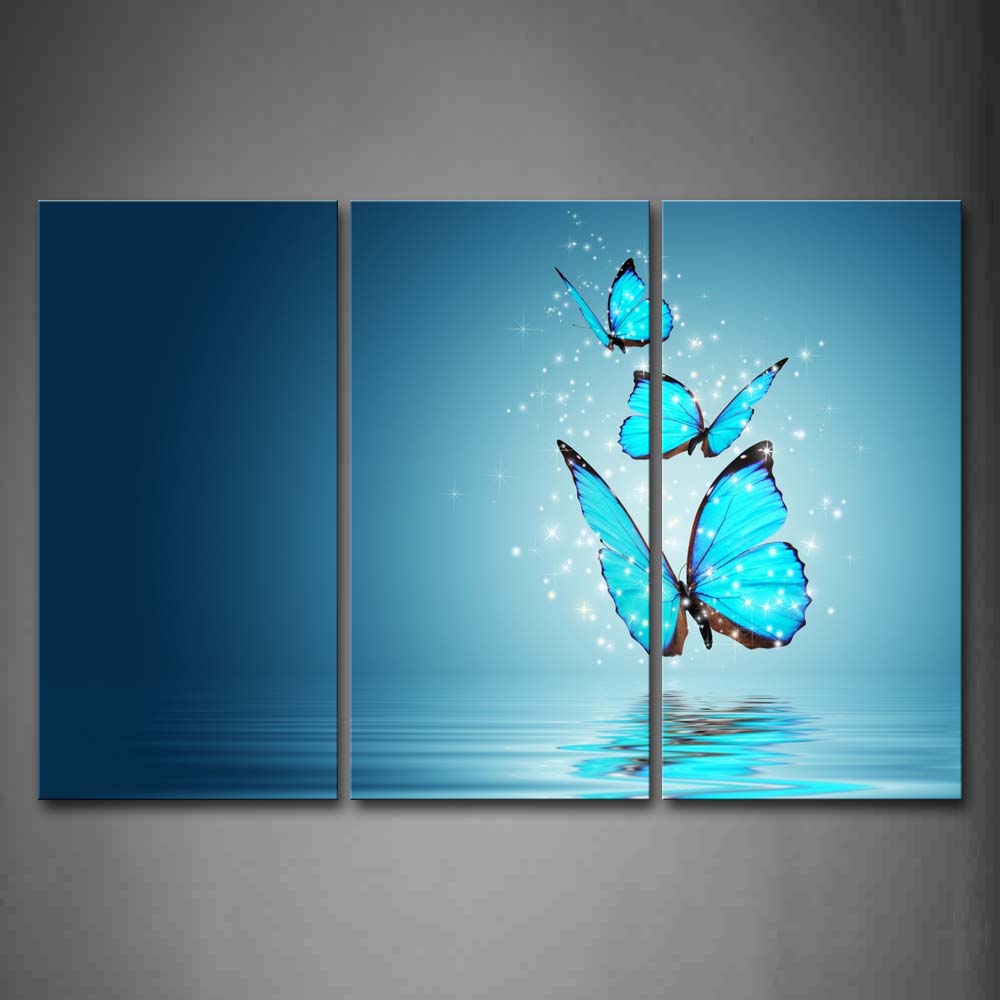 Butterfly Blue Water Light Wall Art Painting The Picture Print On Canvas Abstract Pictures For Home Decor Decoration Gift 