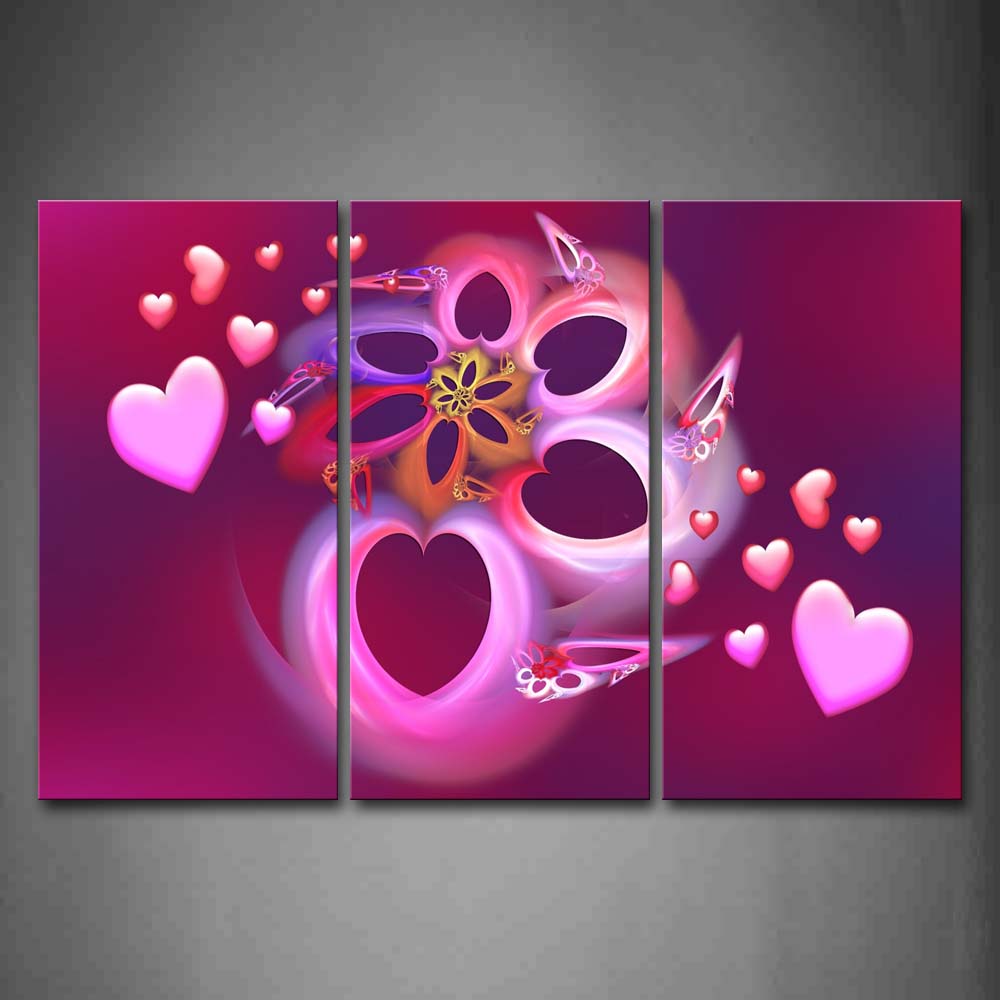 Artistic Pink Hearts Make Up A Flower Wall Art Painting The Picture Print On Canvas Abstract Pictures For Home Decor Decoration Gift 