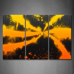 Yellow Orange Orange Abstract Black Wall Art Painting Pictures Print On Canvas Abstract The Picture For Home Modern Decoration 