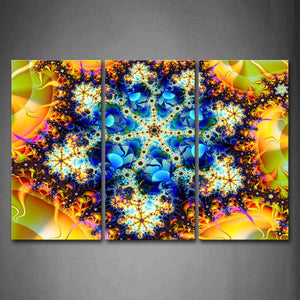 Fractal Abstract Blue Yellow  Wall Art Painting The Picture Print On Canvas Abstract Pictures For Home Decor Decoration Gift 