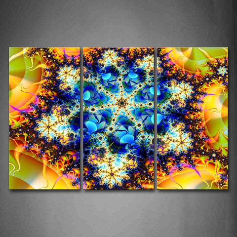 Fractal Abstract Blue Yellow  Wall Art Painting The Picture Print On Canvas Abstract Pictures For Home Decor Decoration Gift 