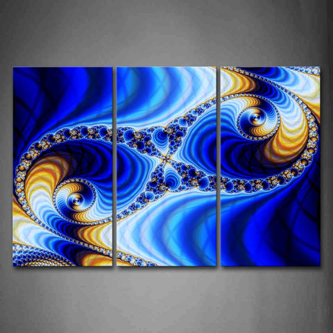 Fractal Blue Artistic Yellow Wall Art Painting Pictures Print On Canvas Abstract The Picture For Home Modern Decoration 