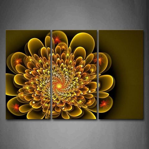 Yellow Orange Fractal Like Blue Flower Wall Art Painting Pictures Print On Canvas Abstract The Picture For Home Modern Decoration 
