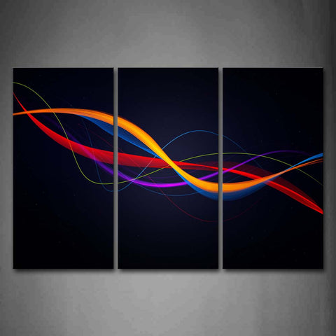 Abstract Colorful Lines Dark Blue Background  Wall Art Painting Pictures Print On Canvas Abstract The Picture For Home Modern Decoration 