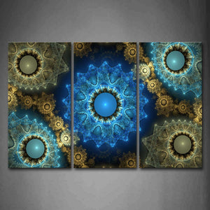 Fractal Abstract Blue Yellowcircles Wall Art Painting The Picture Print On Canvas Abstract Pictures For Home Decor Decoration Gift 