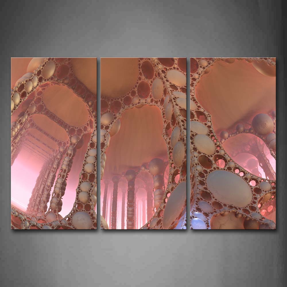 Fractal Abstract Caves Pink Like Pillar Circles  Wall Art Painting Pictures Print On Canvas Abstract The Picture For Home Modern Decoration 