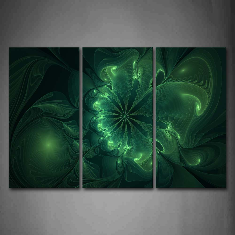 Fractal Like Green Flower  Wall Art Painting Pictures Print On Canvas Abstract The Picture For Home Modern Decoration 