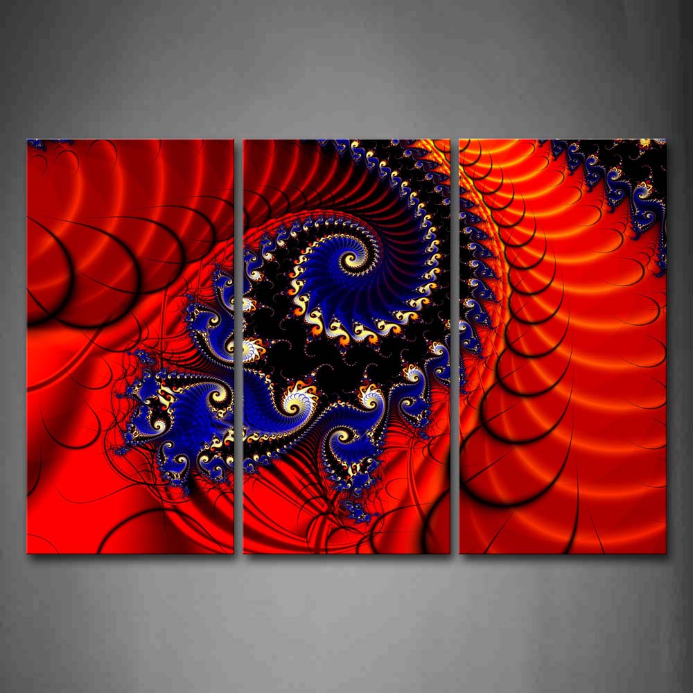 Fractal Red Blue Spiral Wall Art Painting The Picture Print On Canvas Abstract Pictures For Home Decor Decoration Gift 