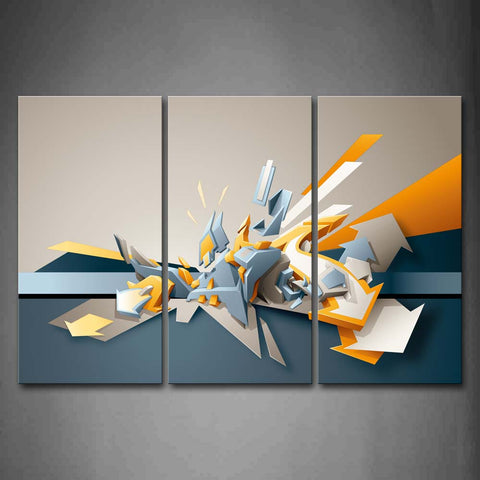 Artistic Arrows Overlapping Yellow Gray Wall Art Painting The Picture Print On Canvas Abstract Pictures For Home Decor Decoration Gift 