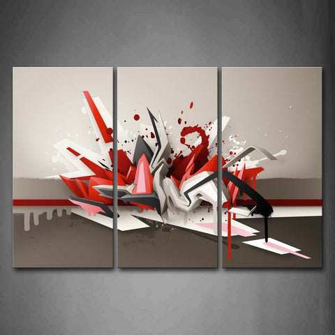 Artistic Red Gray White Wall Art Painting Pictures Print On Canvas Abstract The Picture For Home Modern Decoration 