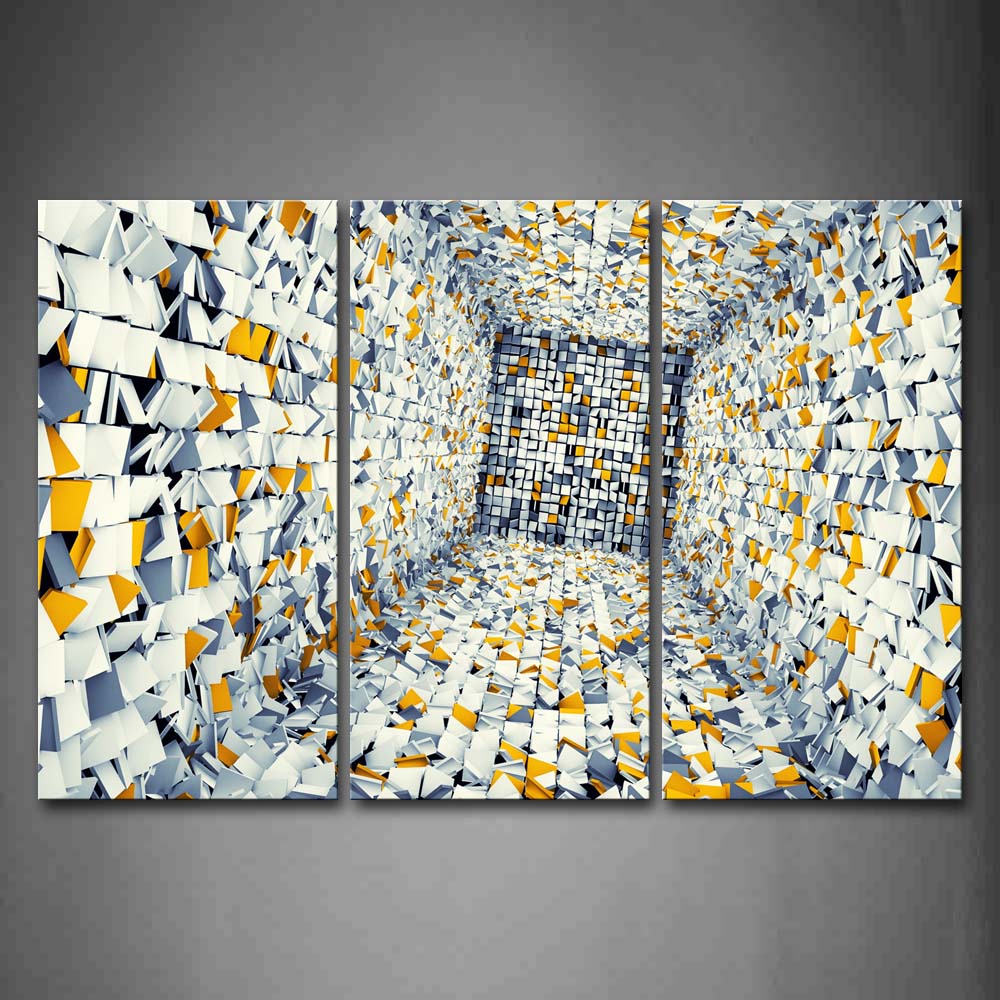 Incide Yellow White Msny Squares Wall Art Painting The Picture Print On Canvas Abstract Pictures For Home Decor Decoration Gift 