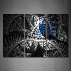 White And Blue Fractal Wave Wall Art Painting The Picture Print On Canvas Abstract Pictures For Home Decor Decoration Gift 