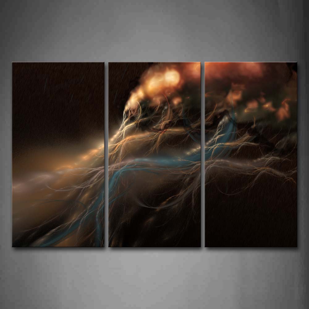 Fractal Blue Brown Like Tree Root Wall Art Painting Pictures Print On Canvas Abstract The Picture For Home Modern Decoration 