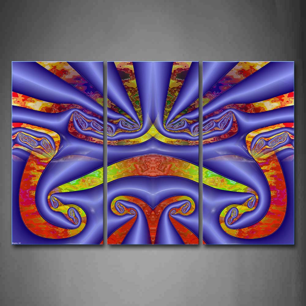 Fractal Abstract Red Yellow Blue  Wall Art Painting Pictures Print On Canvas Abstract The Picture For Home Modern Decoration 