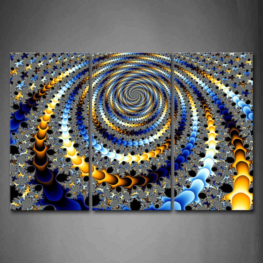 Fractal Blue Yellow Gray Black Spiral Wall Art Painting Pictures Print On Canvas Abstract The Picture For Home Modern Decoration 