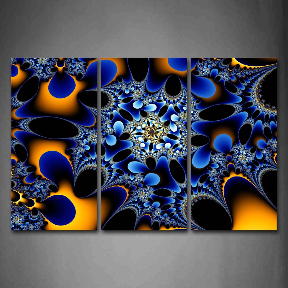 Fractal Abstract Blue Yellow Ovals Wall Art Painting The Picture Print On Canvas Abstract Pictures For Home Decor Decoration Gift 