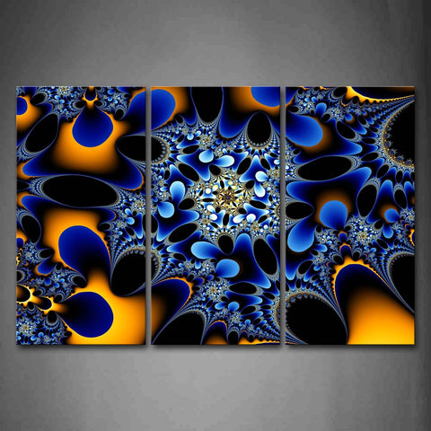 Fractal Abstract Blue Yellow Ovals Wall Art Painting The Picture Print On Canvas Abstract Pictures For Home Decor Decoration Gift 