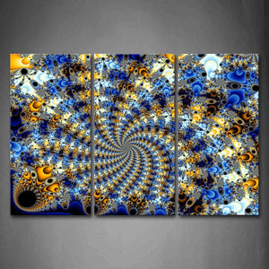 Fractal Blue Yellow Black White Like A Hole Wall Art Painting Pictures Print On Canvas Abstract The Picture For Home Modern Decoration 