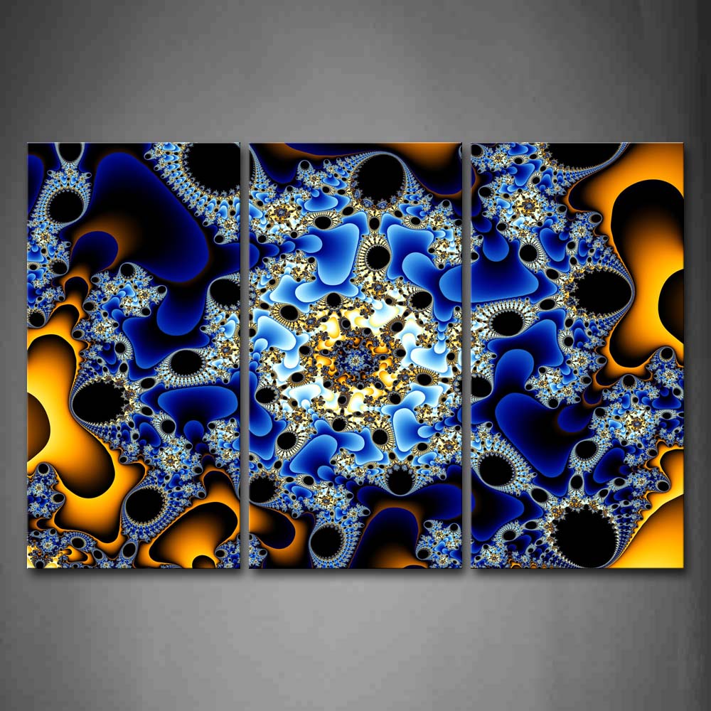 Fractal Blue Yellow Beautiful Wall Art Painting Pictures Print On Canvas Abstract The Picture For Home Modern Decoration 