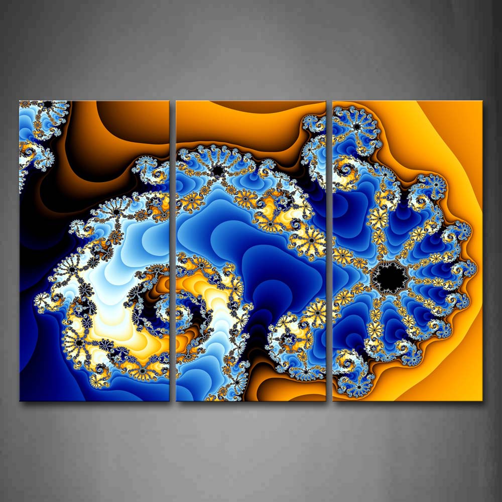 Fractal Blue Yellow Spiral Pattern Wall Art Painting Pictures Print On Canvas Abstract The Picture For Home Modern Decoration 