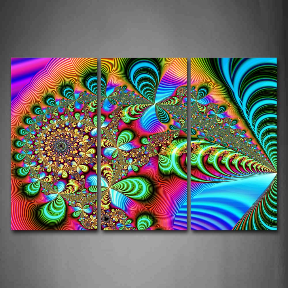 Fractal Blue Black Spirals Yellow Wall Art Painting Pictures Print On Canvas Abstract The Picture For Home Modern Decoration 