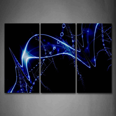 Abstract Blue Circles And Lines Black Background Wall Art Painting Pictures Print On Canvas Abstract The Picture For Home Modern Decoration 