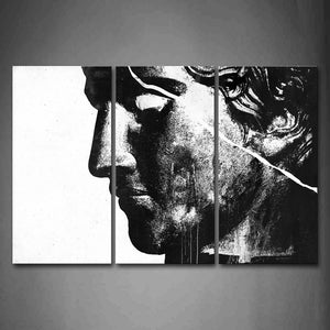 Black And White Man Face Gray Statue Wall Art Painting Pictures Print On Canvas Abstract The Picture For Home Modern Decoration 