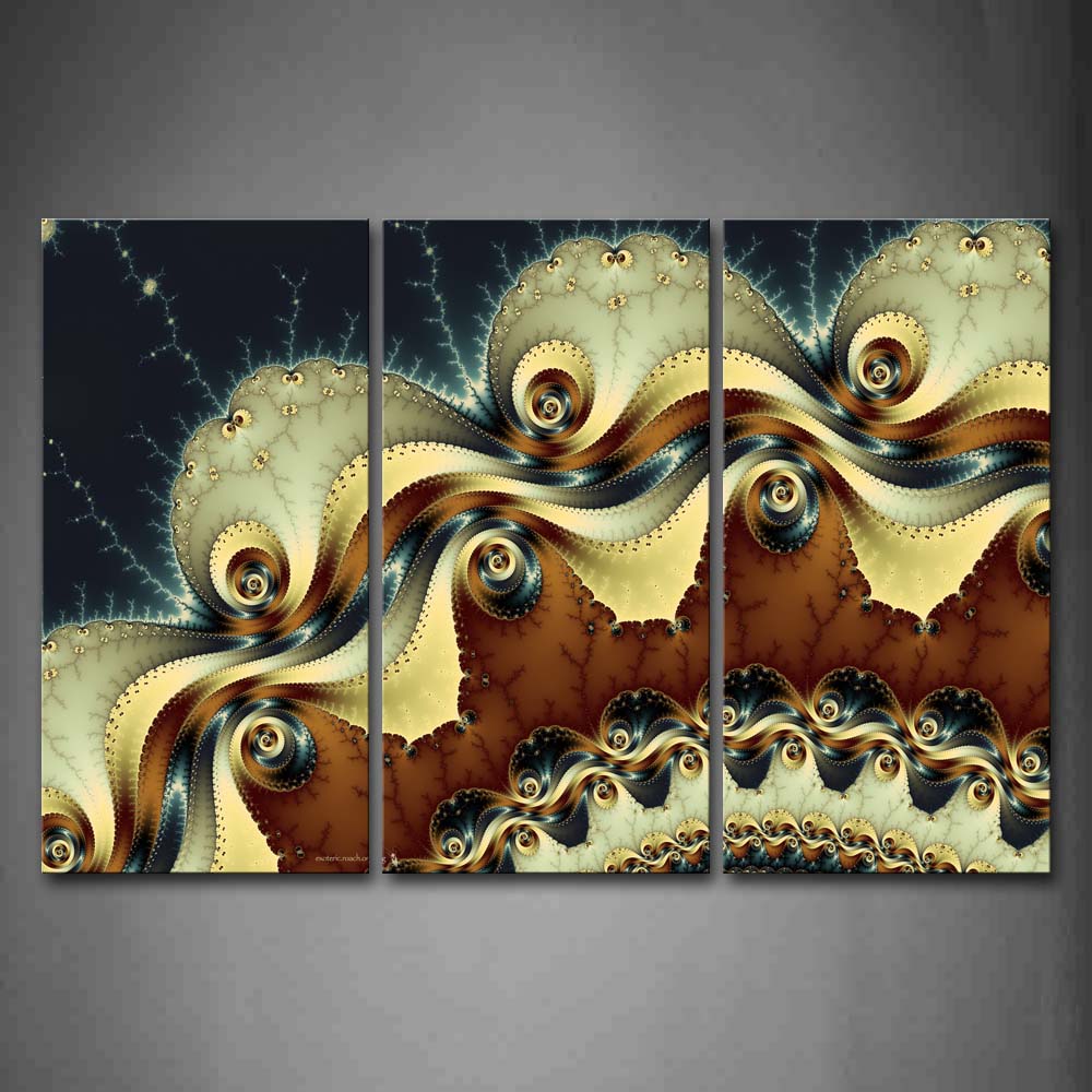 Fractal Blue Brown Gray Pattern Wall Art Painting Pictures Print On Canvas Abstract The Picture For Home Modern Decoration 