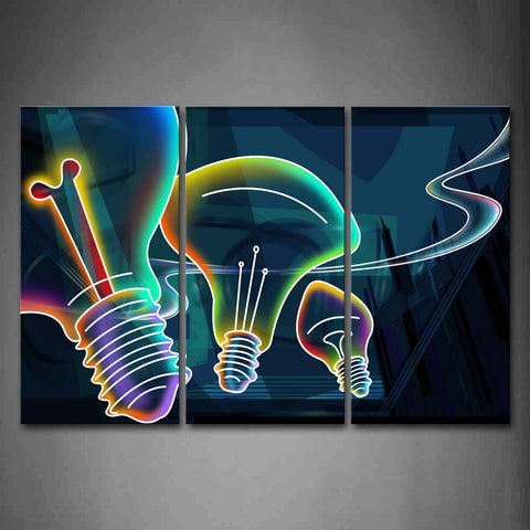 Digital Art Three Bulbs Blue  Wall Art Painting Pictures Print On Canvas Abstract The Picture For Home Modern Decoration 