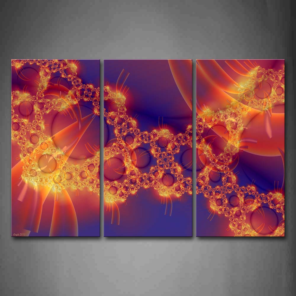 Fractal Abstract Circle Blue Yellow Wall Art Painting Pictures Print On Canvas Abstract The Picture For Home Modern Decoration 