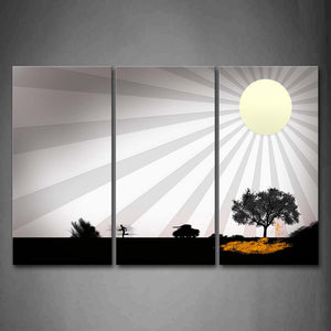 Vector Moon  People Running Tree Tank Gray And Black Wall Art Painting Pictures Print On Canvas Abstract The Picture For Home Modern Decoration 