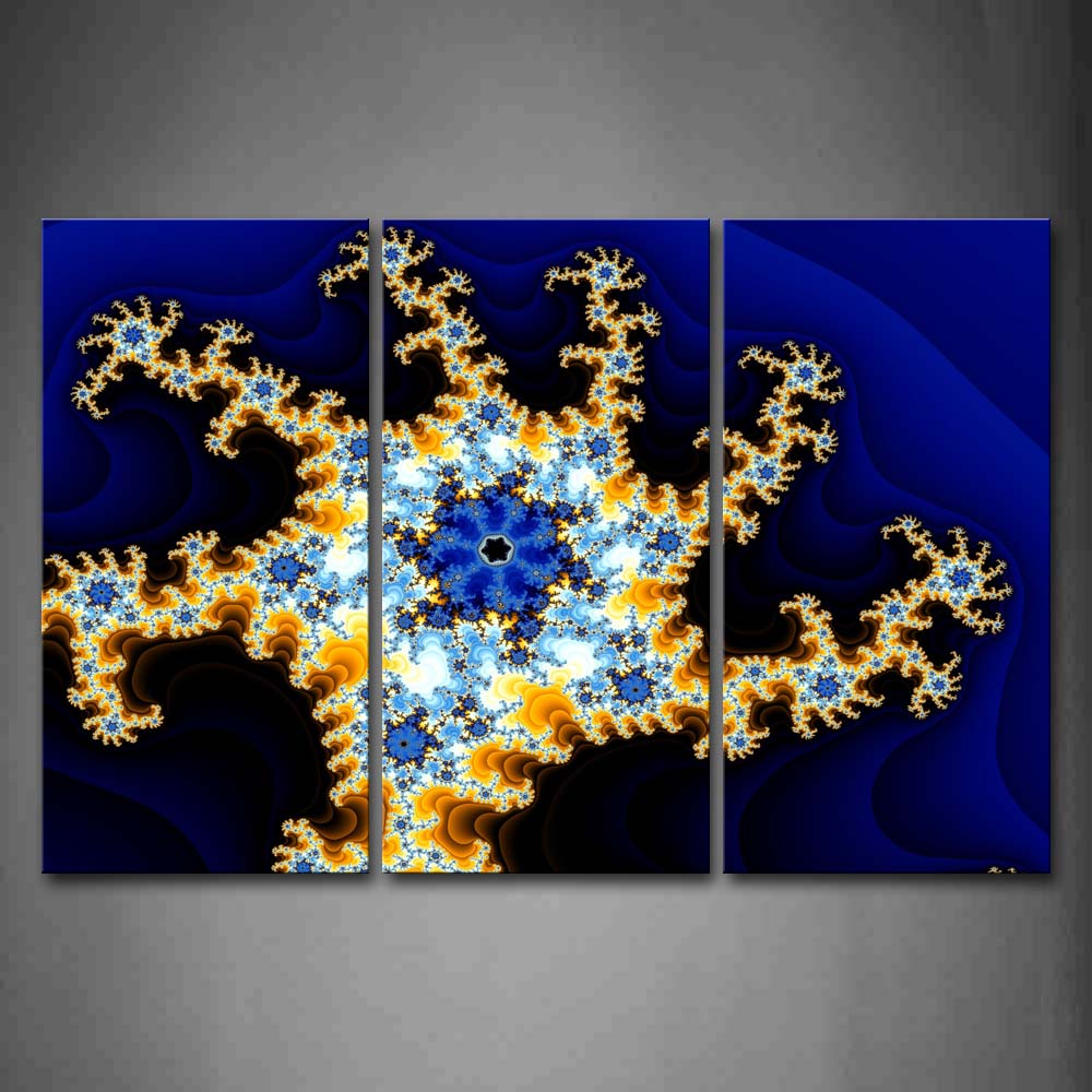 Fractal Blue Yellow Abstract Pattern Wall Art Painting Pictures Print On Canvas Abstract The Picture For Home Modern Decoration 