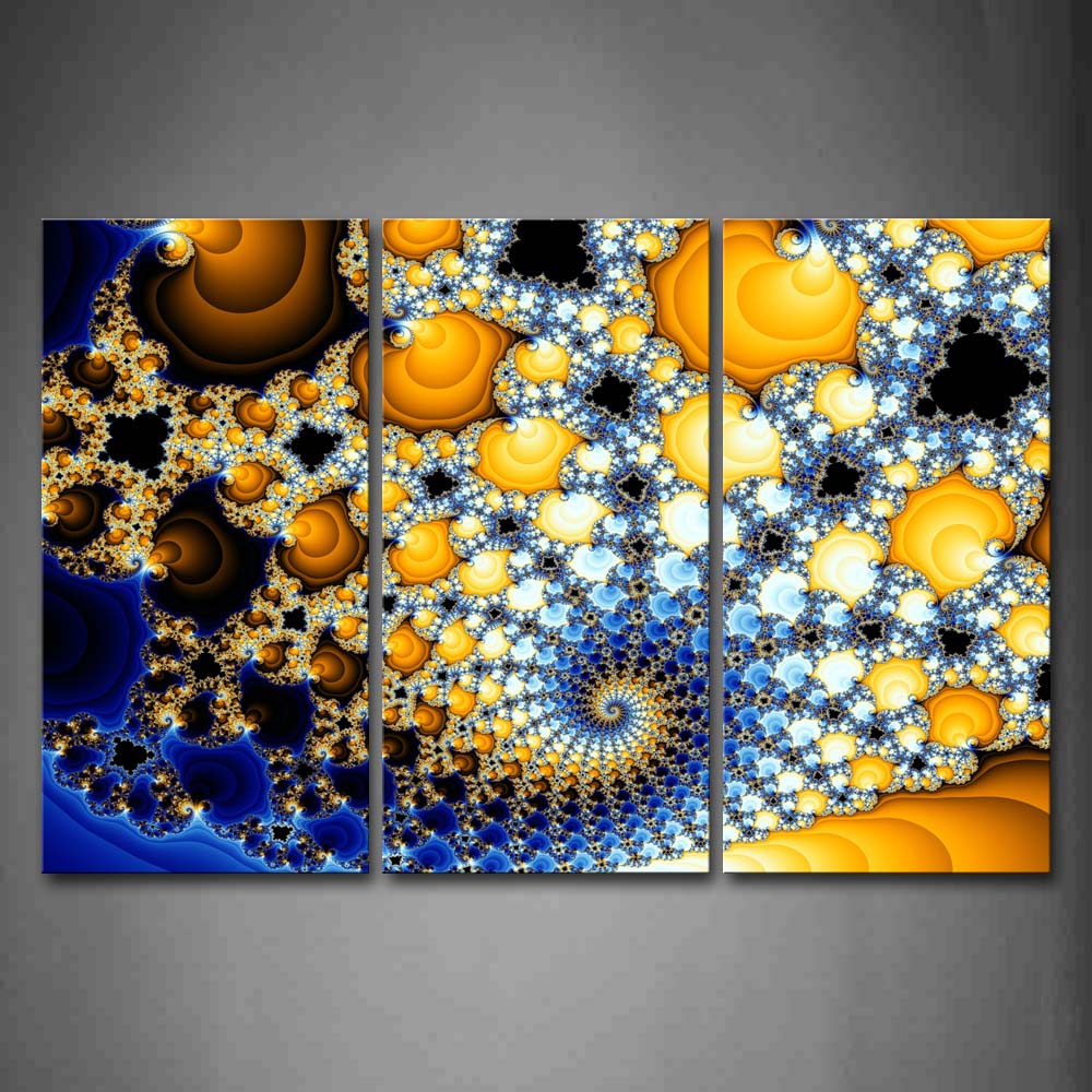 Fractal Blue Yellow Deep Spiral Wall Art Painting The Picture Print On Canvas Abstract Pictures For Home Decor Decoration Gift 