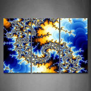 Fractal Blue Yellow Pattern Wall Art Painting Pictures Print On Canvas Abstract The Picture For Home Modern Decoration 