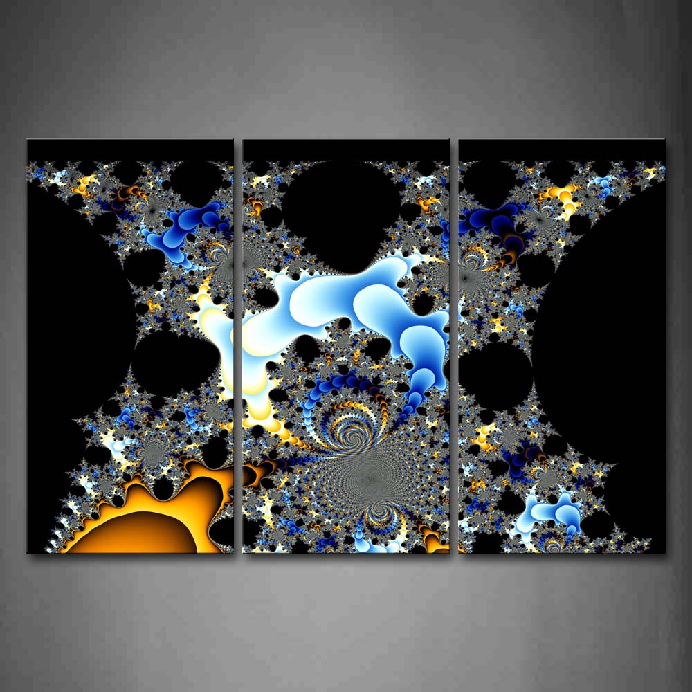 Fractal Yellow Blue Black Like A Pattern Wall Art Painting Pictures Print On Canvas Abstract The Picture For Home Modern Decoration 