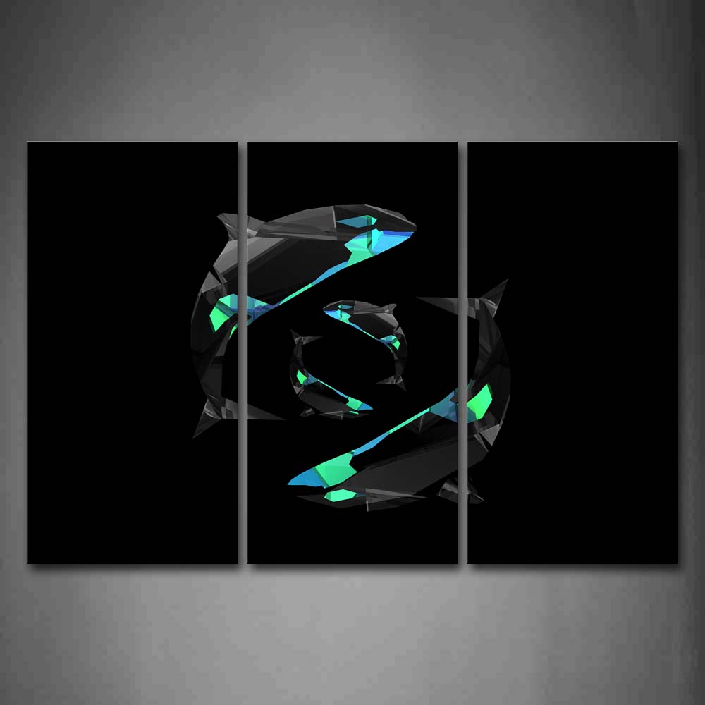 Abstract Black Background Facets Like Shark Wall Art Painting Pictures Print On Canvas Abstract The Picture For Home Modern Decoration 