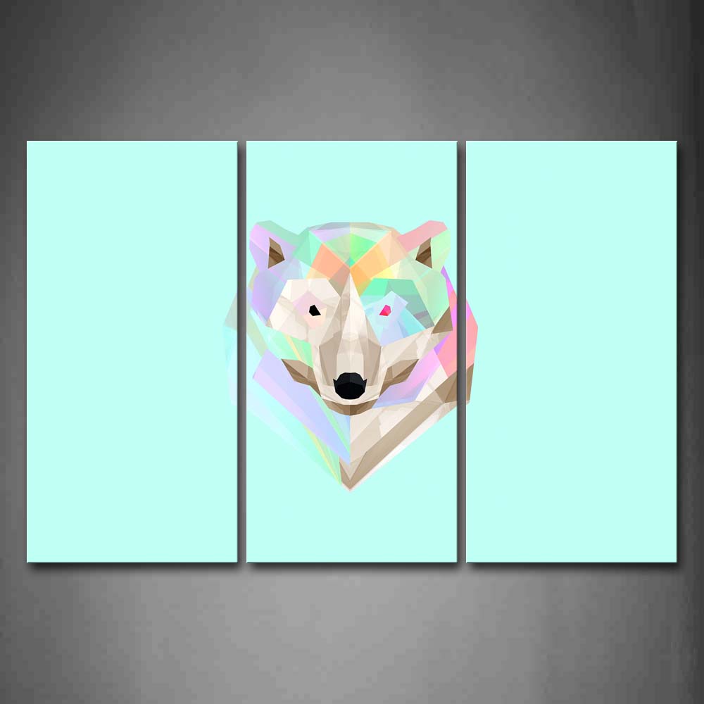 Light Blue Background Like A Colorful Wolf Wall Art Painting The Picture Print On Canvas Abstract Pictures For Home Decor Decoration Gift 