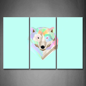 Light Blue Background Like A Colorful Wolf Wall Art Painting The Picture Print On Canvas Abstract Pictures For Home Decor Decoration Gift 