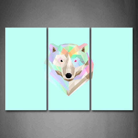 Light Blue Background Like A Colorful Wolf Wall Art Painting The Picture Print On Canvas Abstract Pictures For Home Decor Decoration Gift 