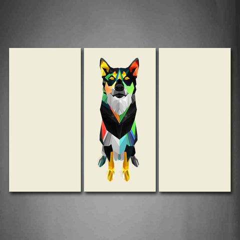 White Background A Colorful Dog Wall Art Painting Pictures Print On Canvas Abstract The Picture For Home Modern Decoration 